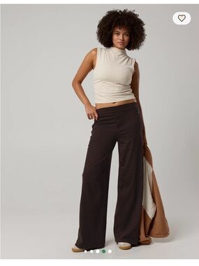 aerie Wide-Leg High-Waist Pants in Dark Brown